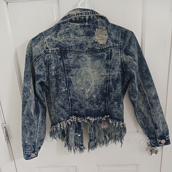 Dazl Distressed Patched Jean Jacket - Picture 2 of 2